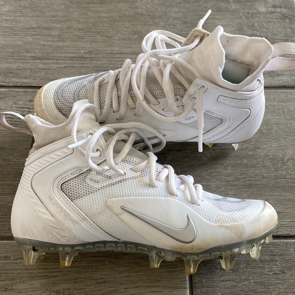 Nike Boys Alpha Huarace 8 Elite Lax Lacrosse Cleats - White/Silver